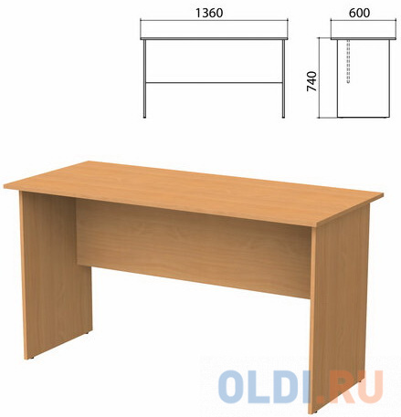 Стол письменный "Бюджет", 1360х600х740 мм, груша ароза, 402661-336