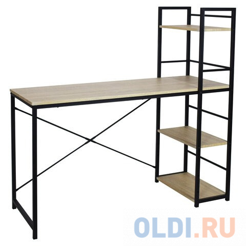 Стол на металлокаркасе BRABIX "LOFT CD-005",1200х520х1200 мм, 3 полки, цвет дуб натуральный, 641223