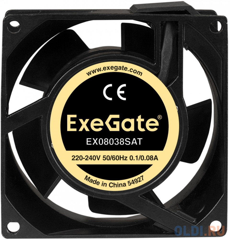 Exegate EX289002RUS Вентилятор 220В ExeGate EX08038SAT (80x80x38 мм, Sleeve bearing (подшипник скольжения), клеммы, 2400RPM, 36dBA)