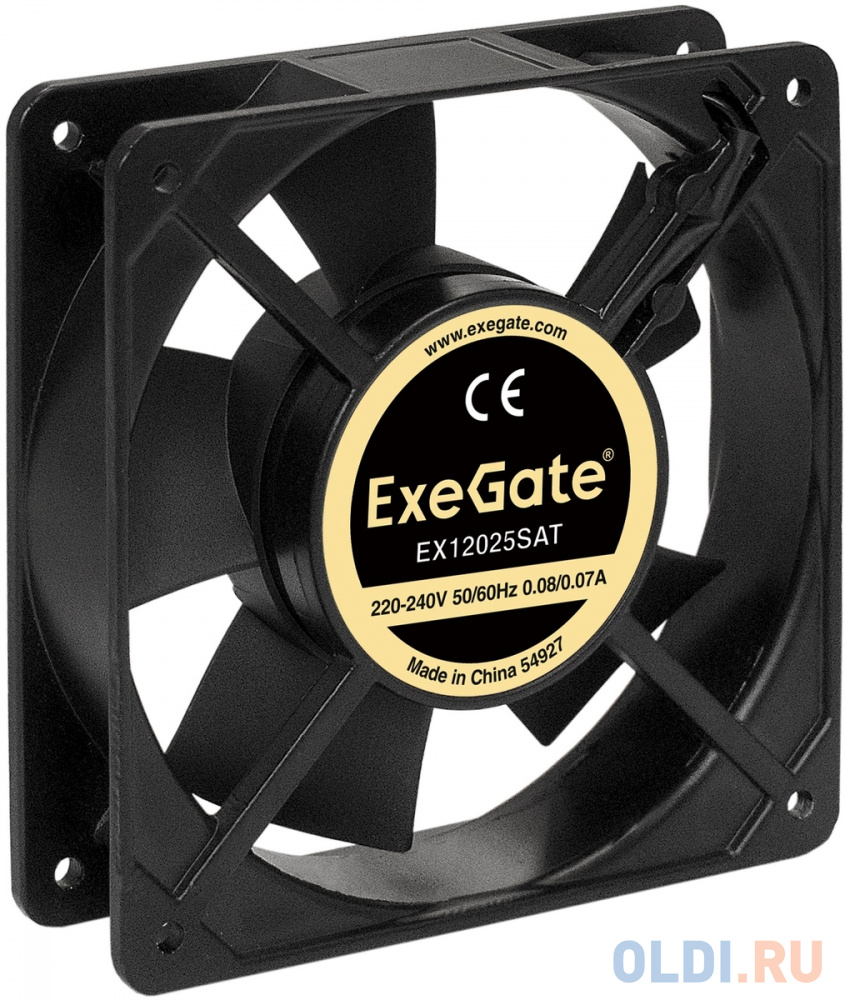 Exegate EX289016RUS Вентилятор 220В ExeGate EX12025SAT (120x120x25 мм, Sleeve bearing (подшипник скольжения), клеммы, 2100RPM, 32dBA)