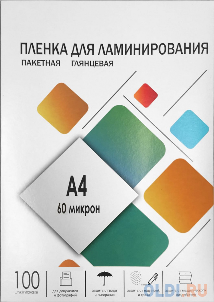 Пленка для ламинирования A4, 216х303 (60 мкм) глянцевая 100шт, ГЕЛЕОС [LPA4-60]