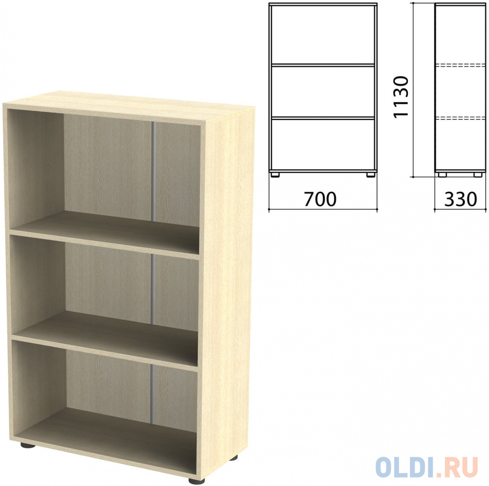 Шкаф (стеллаж) "Канц" 700х330х1130 мм, 2 полки, цвет дуб молочный, ШК39.15