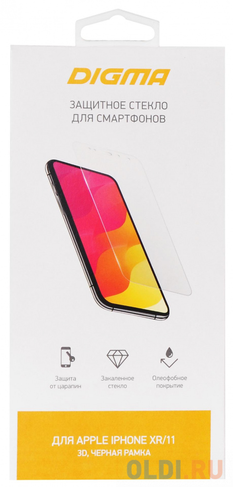 Защитное стекло для экрана Digma для Apple iPhone XR/11 3D 1шт. (DGG3AP11XA)