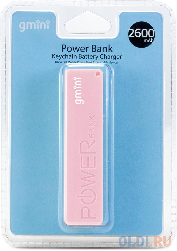 Внешние аккумуляторы Внешний аккумулятор Gmini GM-PB026-P, 2600mAh, розовый