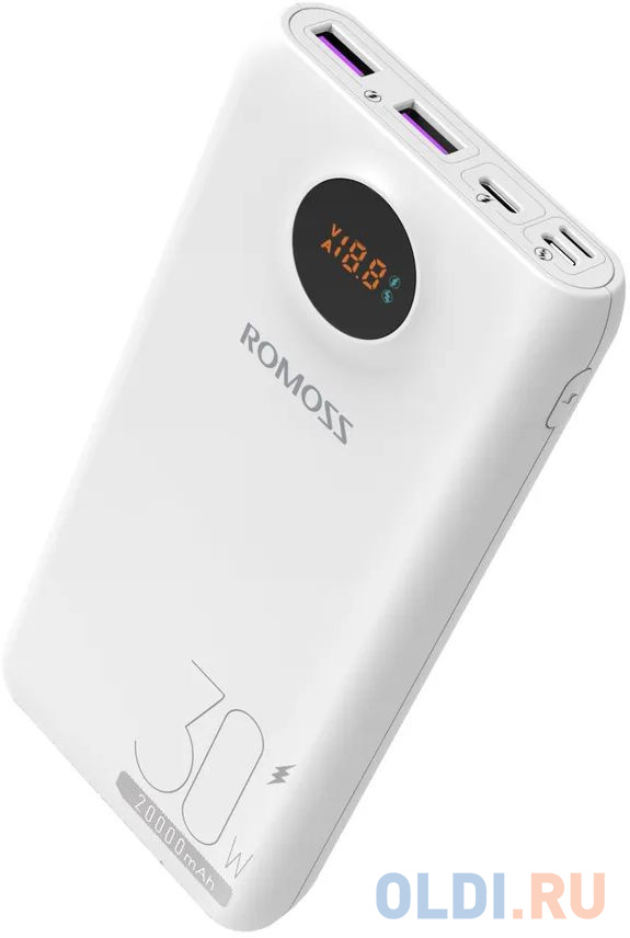 Внешние аккумуляторы  ОЛДИ Внешний аккумулятор Power Bank 20000 мАч Romoss SW20S Pro белый