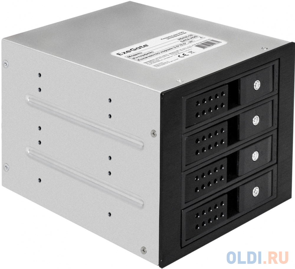 Корзина для HDD ExeGate HS435-02 (универсальная, на 4*3,5"/2.5" SATA HDD, занимает 3*5,25" отсека, RTL)