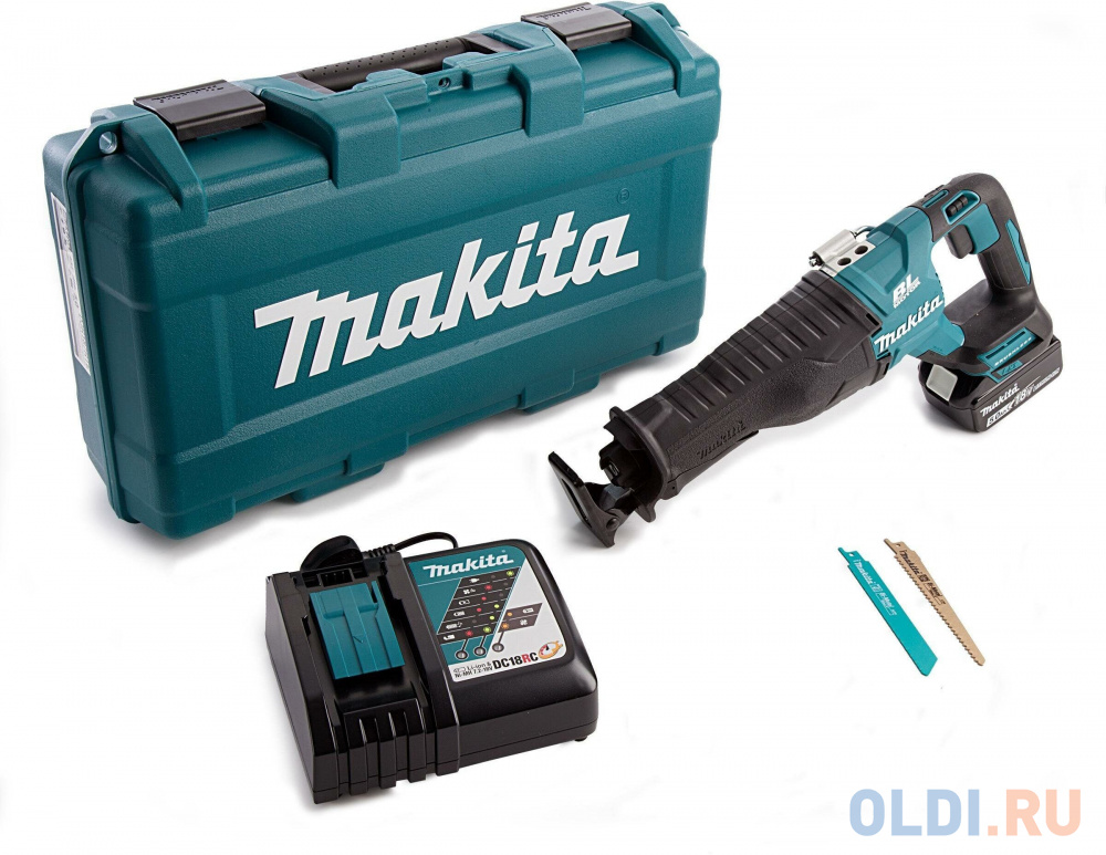 Сабельные пилы Makita Makita DJR187RT Пила саб ак б\\щ,18В,2х5АчLi-ion,0-2300\\0-3000об\\м,ход-32мм,рез-255мм,3.4кг,чем,подсв