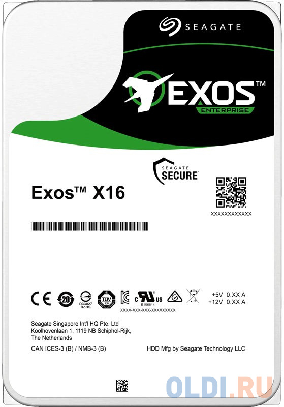 3.5 10ТВ Seagate Exos X16 ST10000NM002G SAS 12Gb/s, 7200rpm, 256MB, 512e/4Kn, Bulk