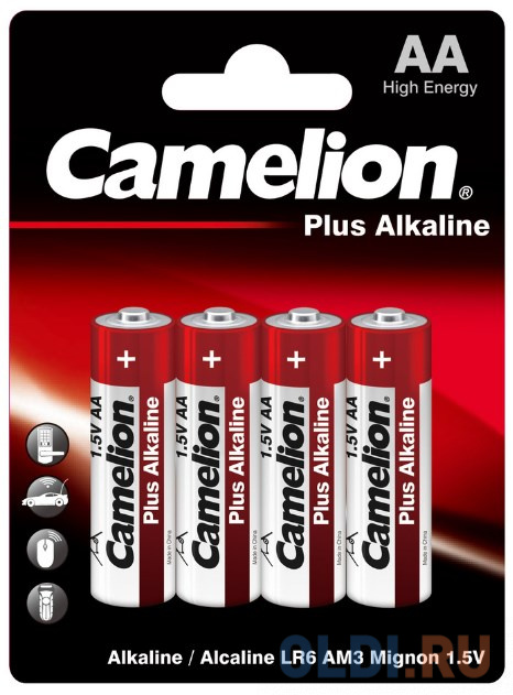 Camelion..LR 6  Plus Alkaline BL-4 (LR6-BP4, батарейка,1.5В) (4 шт. в уп-ке)