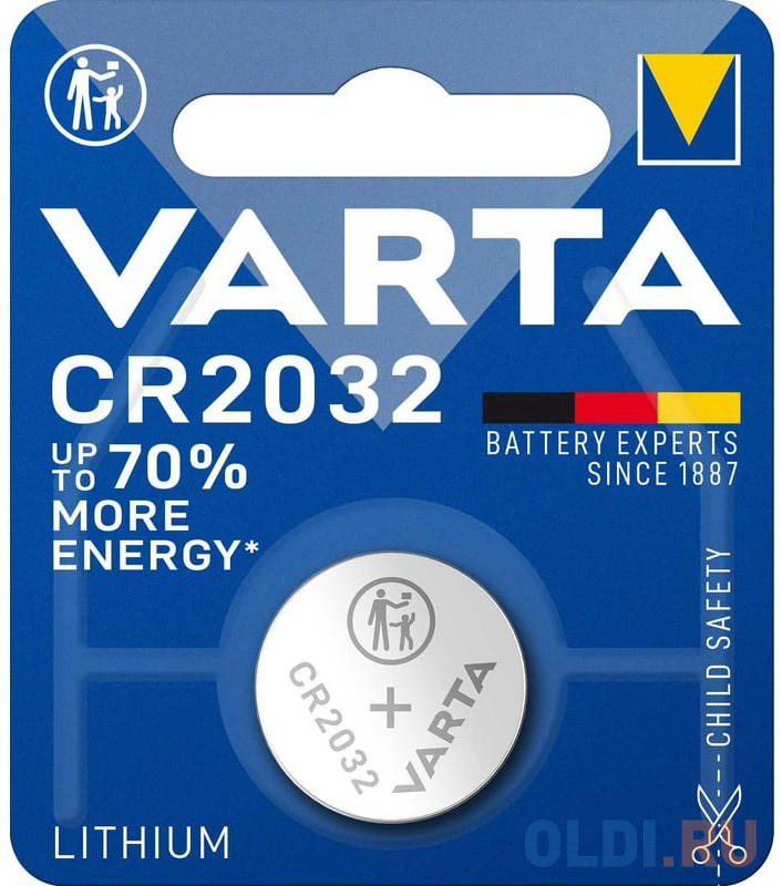 CR2032 Батарейка VARTA Electronics BL1 Lithium,  1 шт.