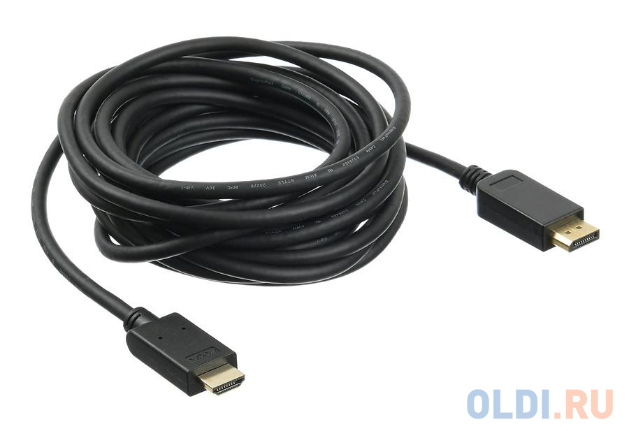 Кабель DisplayPort HDMI 5м Бюрократ BHP DPP_HDMI-5 круглый черный