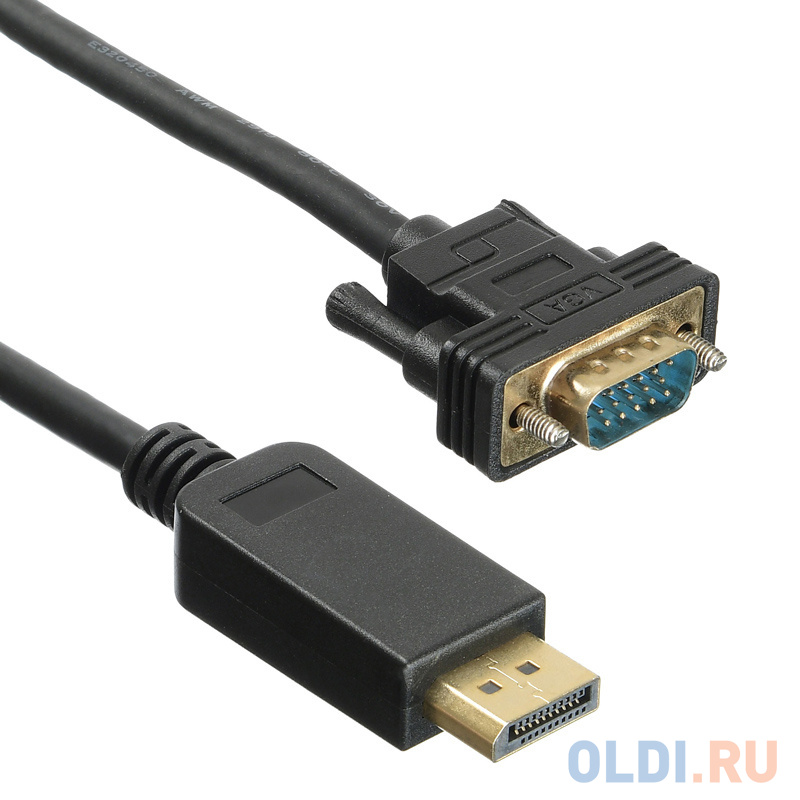 Кабель VGA DisplayPort 2м Бюрократ BHP DPP_VGA-2 круглый черный