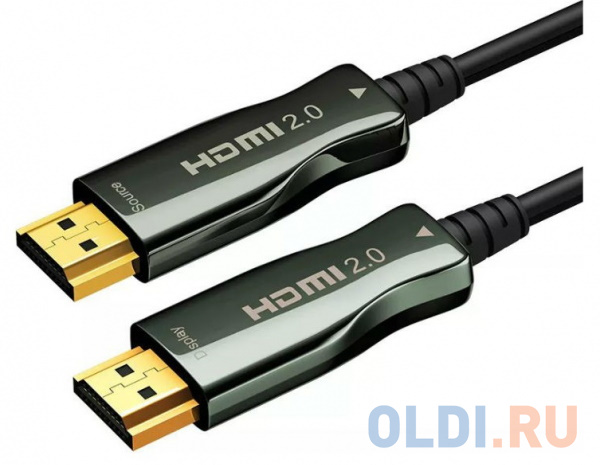 Кабель HDMI [AOC-HM-HM-20M] Wize, оптический, 20 м, 4K/60HZ, v.2.0, ARC, 19M/19M, черный, коробка