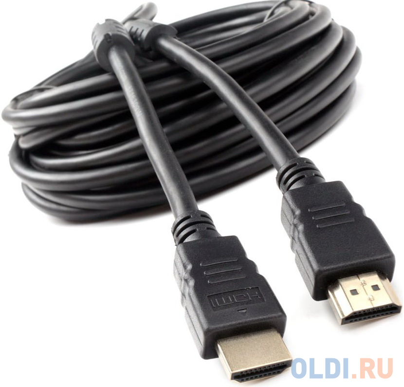 Кабель HDMI Cablexpert CCF2-HDMI4-10M 10м, v1.4, 19M/19M, черный, позол.разъемы, экран, 2 ферр кольца, пакет   (272283) {15}