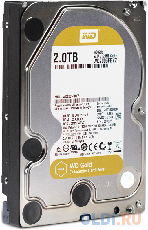 Жесткие диски 3.5 Western Digital  ОЛДИ Жесткий диск Western Digital Gold WD2005FBYZ 2 Tb