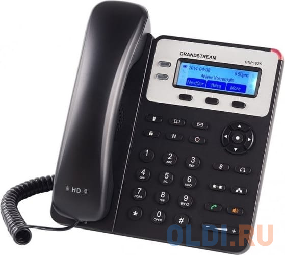 Телефон IP Grandstream GXP1625 2 линии 2 SIP-аккаунта 2x10/100Mbps LCD PoE (Аналог телефона VoIP Yealink SIP-T21P E2, 2 линии, PoE)