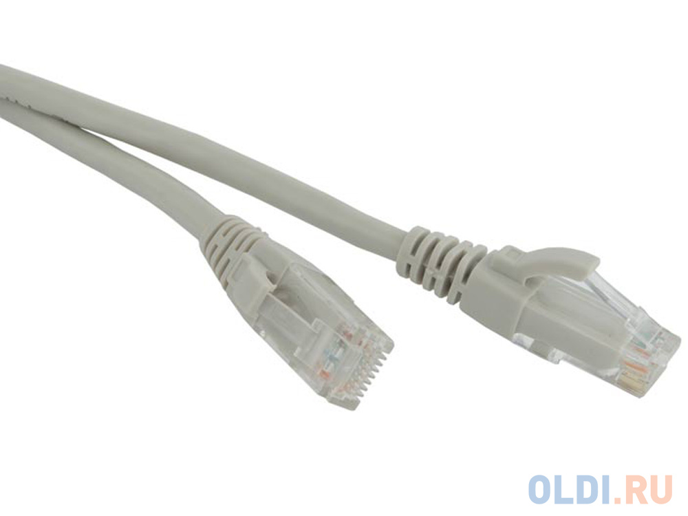 Патч-корд UTP 5E категории 1м Hyperline PC-LPM-UTP-RJ45-RJ45-C5e-1M-LSZH-GY серый