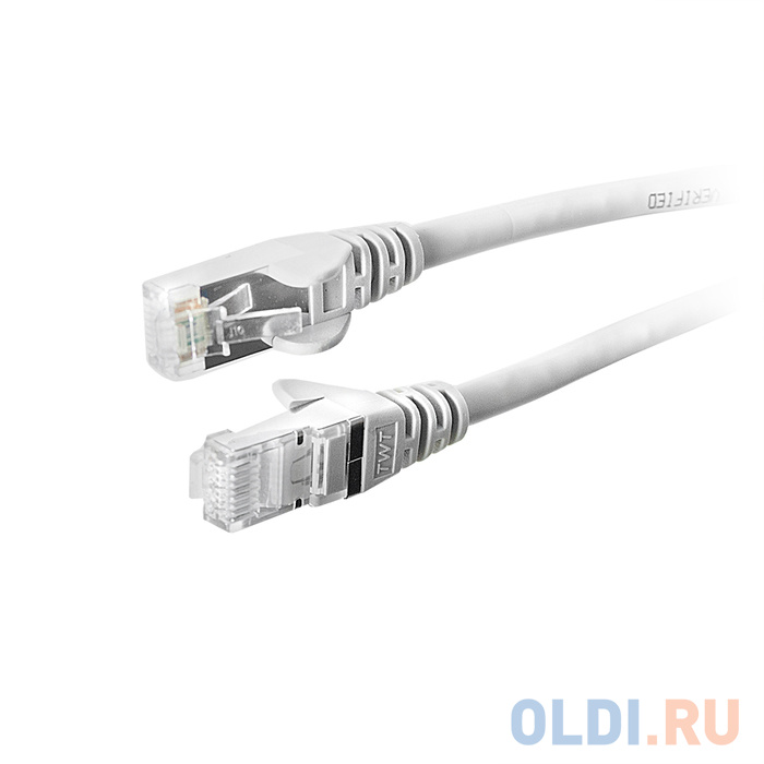 Патч-корд RJ45 - RJ45, 4 пары, FTP, категория 6, 2 м, серый, TWT