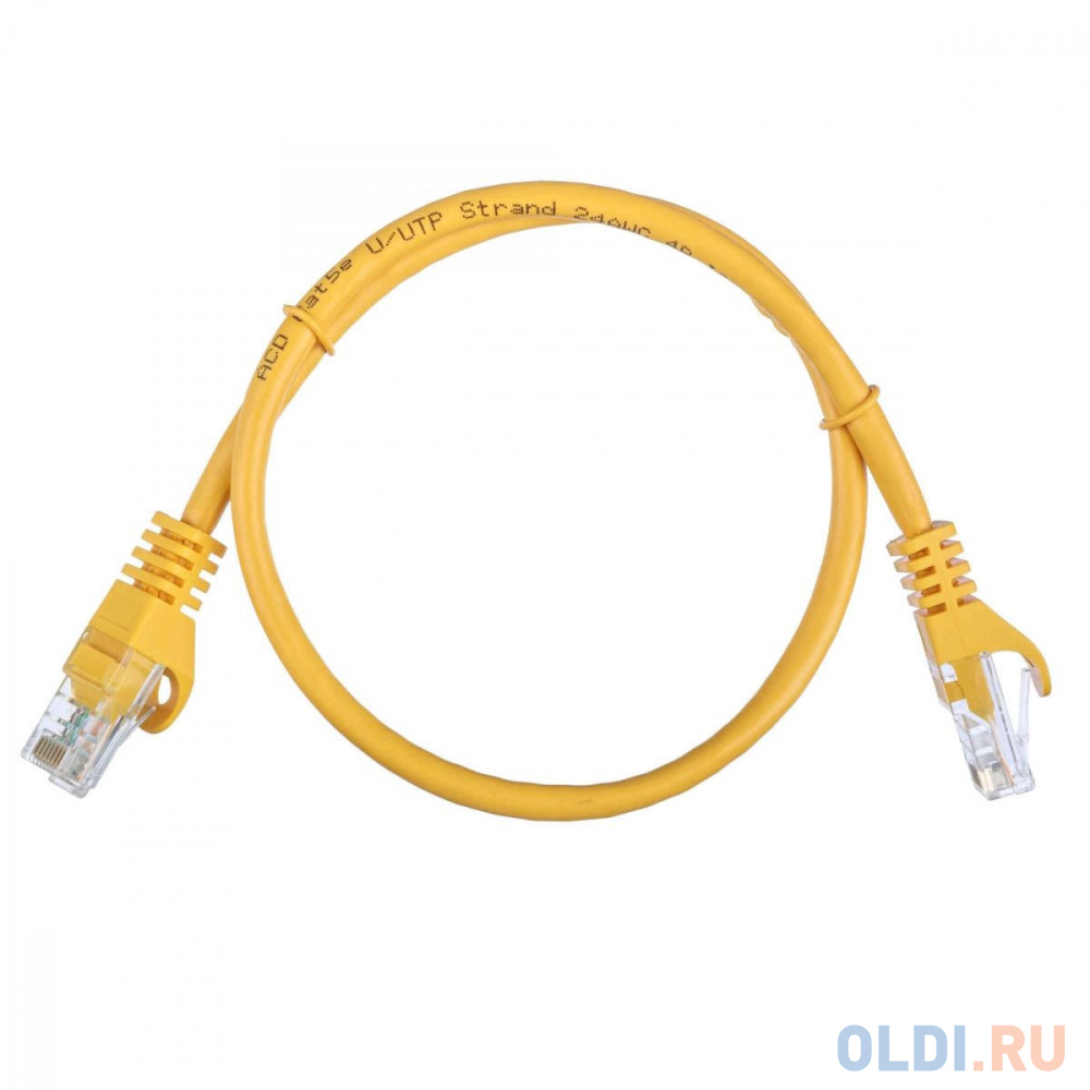 Патч-корд ACD-LPU5E-5DY [ACD-LPU5E-5DY] Cat5e UTP 24AWG 4Pair, 7/0.18мм CCA Желтый, 0.5м, (741371)