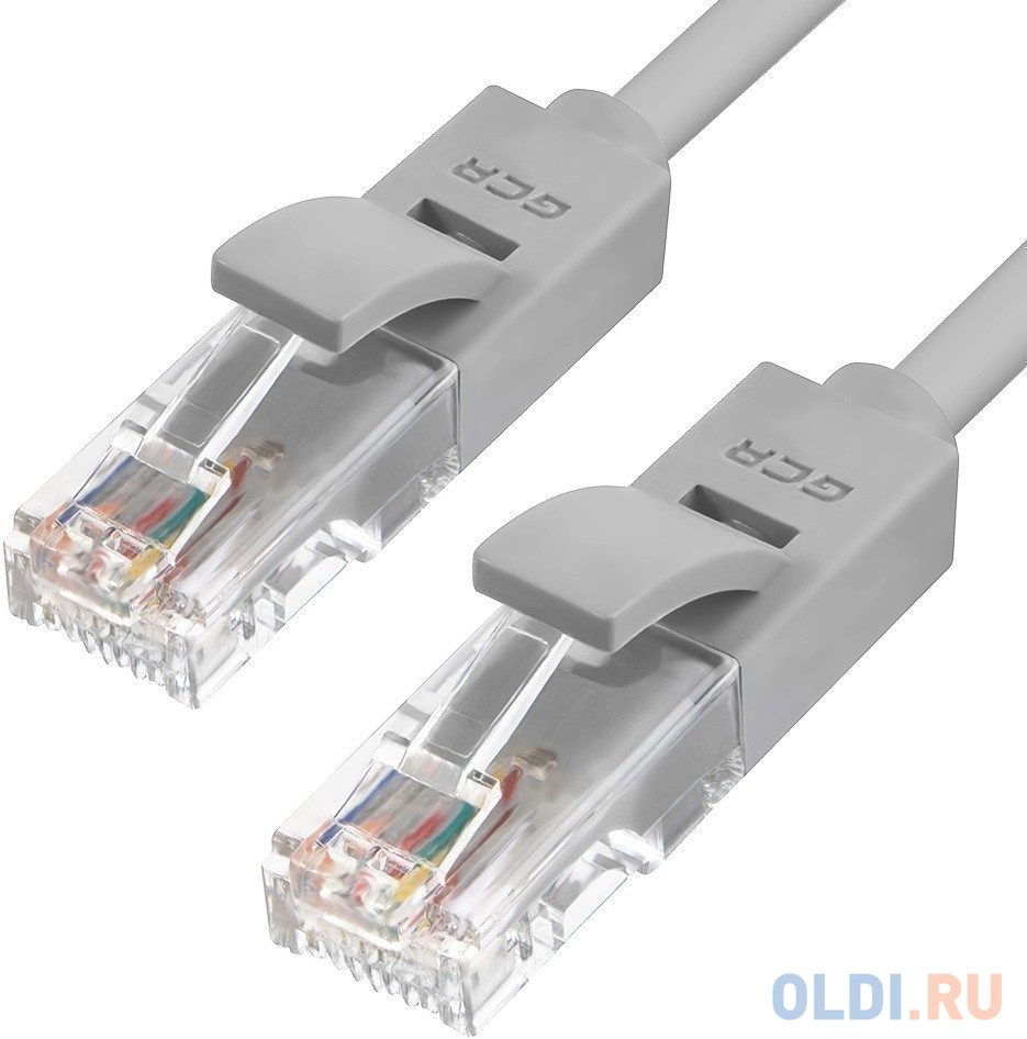 GCR Патч-корд прямой 9.0m UTP кат.5e, серый, позолоченные контакты, 24 AWG, литой, ethernet high speed 1 Гбит/с, RJ45, T568B, GCR-51513