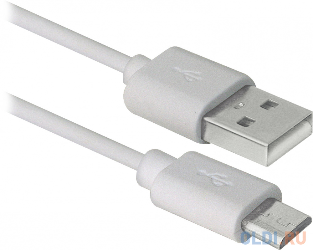 Кабель microUSB 3м Defender USB08-10BH круглый белый