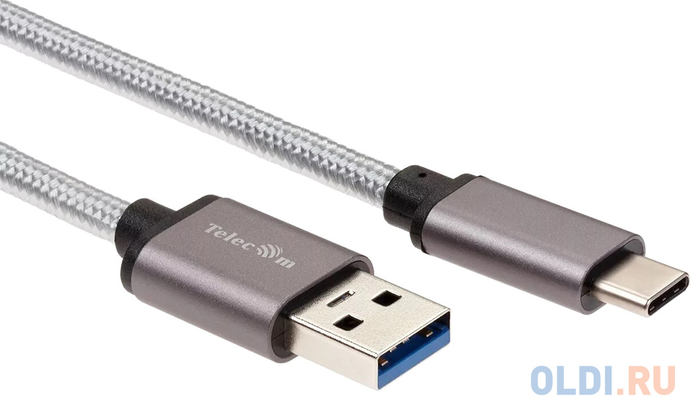 Кабель USB Type C USB 3.0 2м VCOM Telecom TC403M-2M круглый серый