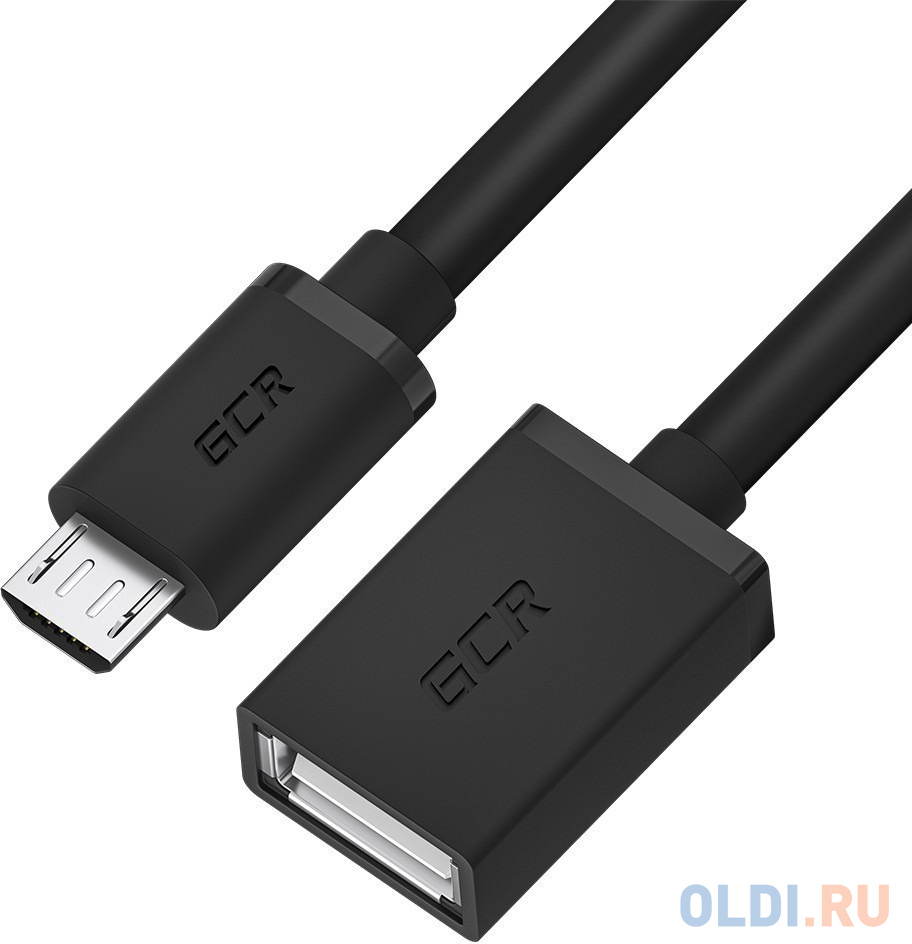 Адаптер microUSB USB 0.5м Greenconnect GCR-53380 круглый черный