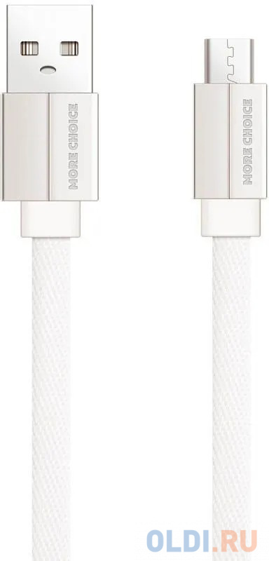 Дата-кабель USB 2.1A для micro плоский USB More choice K20m нейлон 1м (White)