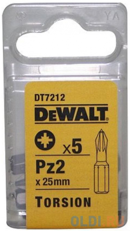   ОЛДИ Бита DeWALT DT7212-QZ  Torsion для шурупов со шлицем Pozidriv, Pz2x25мм, 5шт.