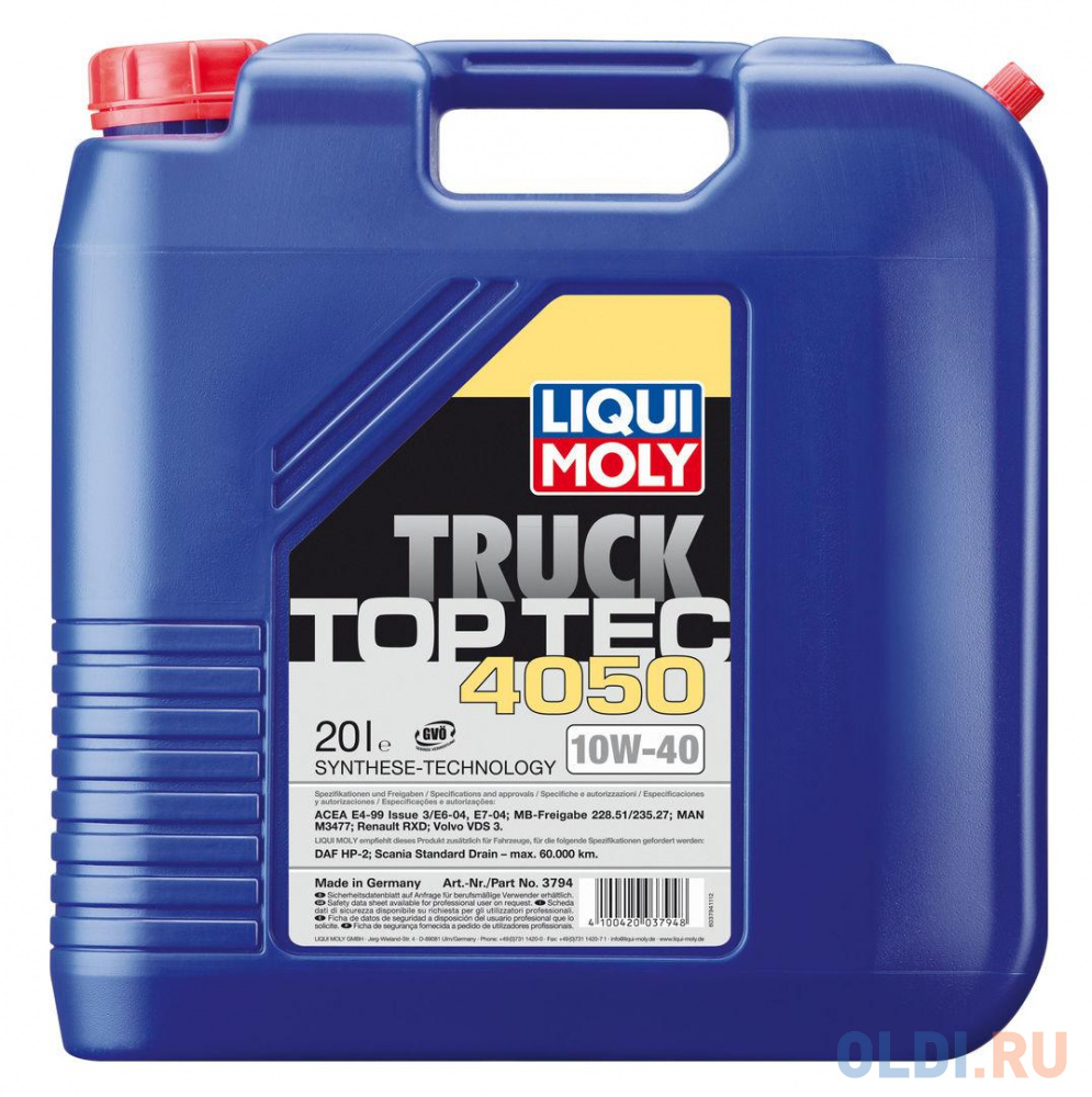 НС-синтетическое моторное масло LiquiMoly Top Tec Truck 4050 10W40 20 л 3794