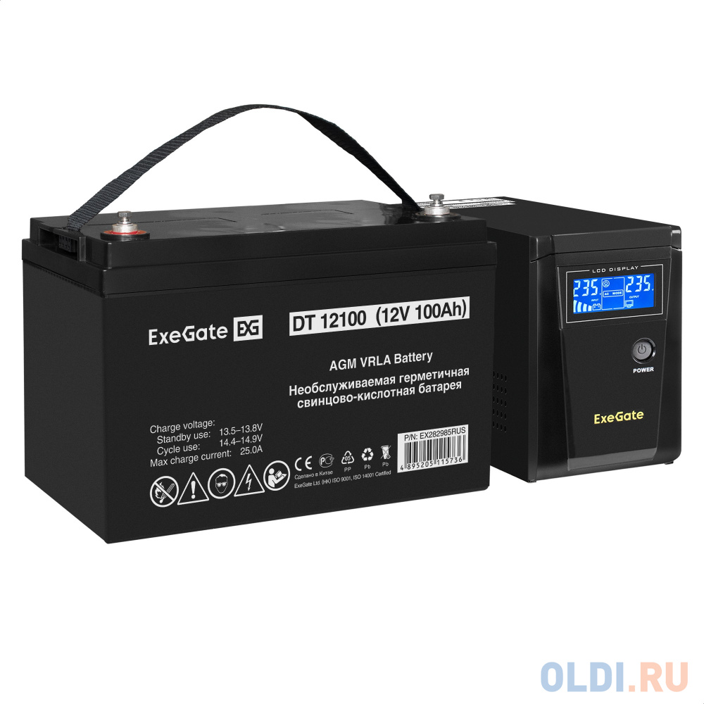 Комплект ИБП Exegate SineTower SZ-600.LCD.AVR.1SH 600VA