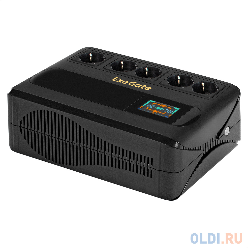 ИБП ExeGate NEO Smart BU-800.LCD.AVR.5SH <800VA/480W, цветной LCD-дисплей, AVR, 5*Schuko, Black>