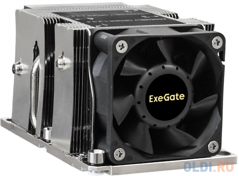 Кулер ExeGate ESNK-P0068APS4.PWM.2U.3647.Cu (Al+Cu, 2U, 3 тепл. трубки, LGA3647, TDP 205W, Fan 80mm, PWM, 2100-6800RPM, 2 ball bearing, 4pin, 52db, 41