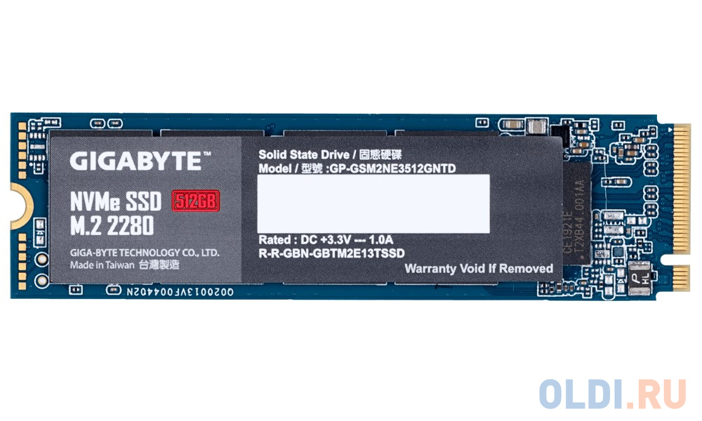 Твердотельный накопитель SSD M.2 512 Gb GigaByte NVMe Read 1700Mb/s Write 1550Mb/s 3D NAND TLC GP-GSM2NE3512GNTD