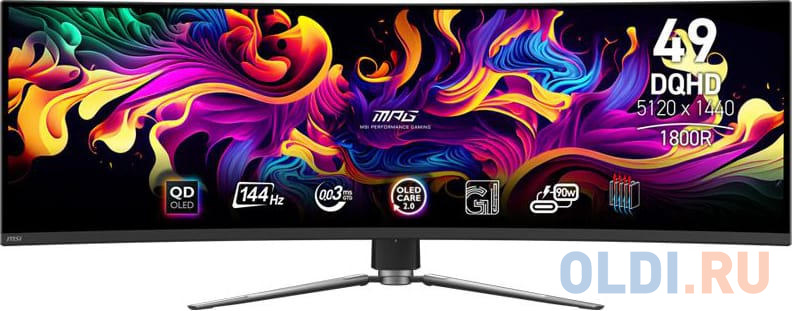 Мониторы MSI Монитор MSI 49" MPG 491CQP QD-OLED черный OLED LED 32:9 HDMI M/M матовая HAS Piv 1500000:1 1000cd 178гр/178гр 5120x1440 144Hz DP FHD USB 12.2кг