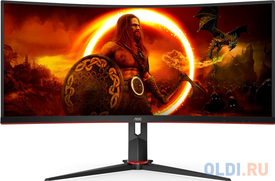 МОНИТОР 34" AOC CU34G2XP Black-Red (VA, изогнутый, 3440x1440, 180Hz, 1 ms, 178°/178°, 300 cd/m, 80M:1, +2xHDMI 2.0, DP)