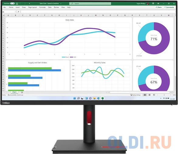 ЖК монитор LENOVO T32H-30/31.5" Cенсорный экран нет/IPS/2560x1440 16:9/1000:1/да/14 кг 63D3GAT1EU