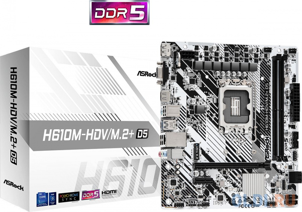 Материнская плата ASRock H610M-HDV/M.2+ D5