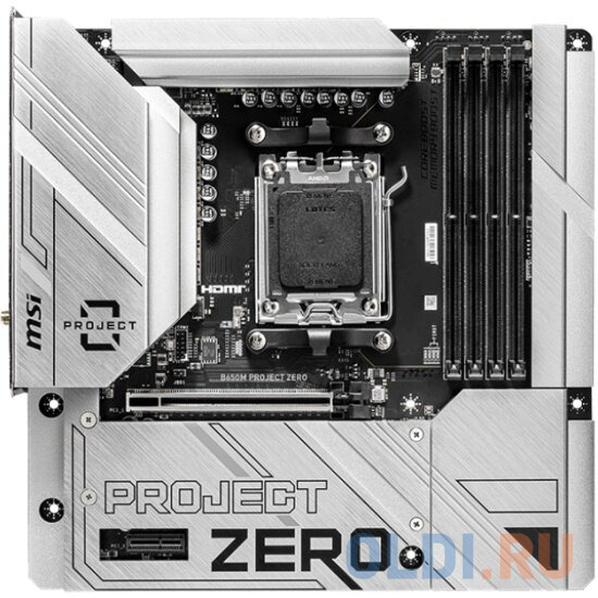 Материнская плата MSI B650M PROJECT ZERO B650, AM5, 4DDR5, 1PCI-Ex16, 2PCI-Ex1, 2M.2, 4SATA3.0, 1USB3.2Gen2x2, 5USB3.2Gen2, 4USB3.2Gen1, 6USB 2.0