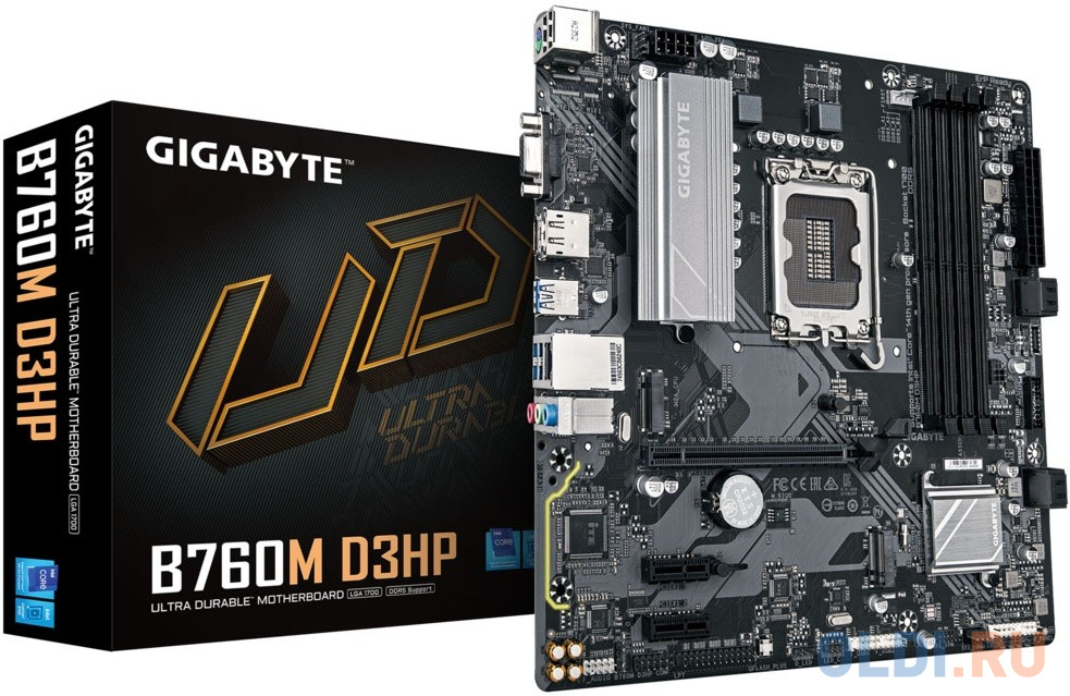   ОЛДИ Материнская плата Gigabyte B760M D3HP Soc-1700 Intel B760 4xDDR5 mATX AC`97 8ch(7.1) GbLAN RAID+VGA+HDMI+DP