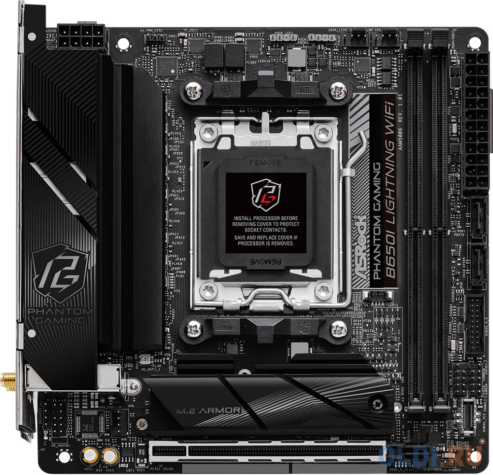 ASROCK B650I LIGHTNING WIFI, AM5, B650, 2*DDR5, 2*SATA, 2*M.2, 3*USB 3.2, 4*USB 2.0, Type-C, 1*PCIx16, 1*M.2 (Key E), HDMI, mITX