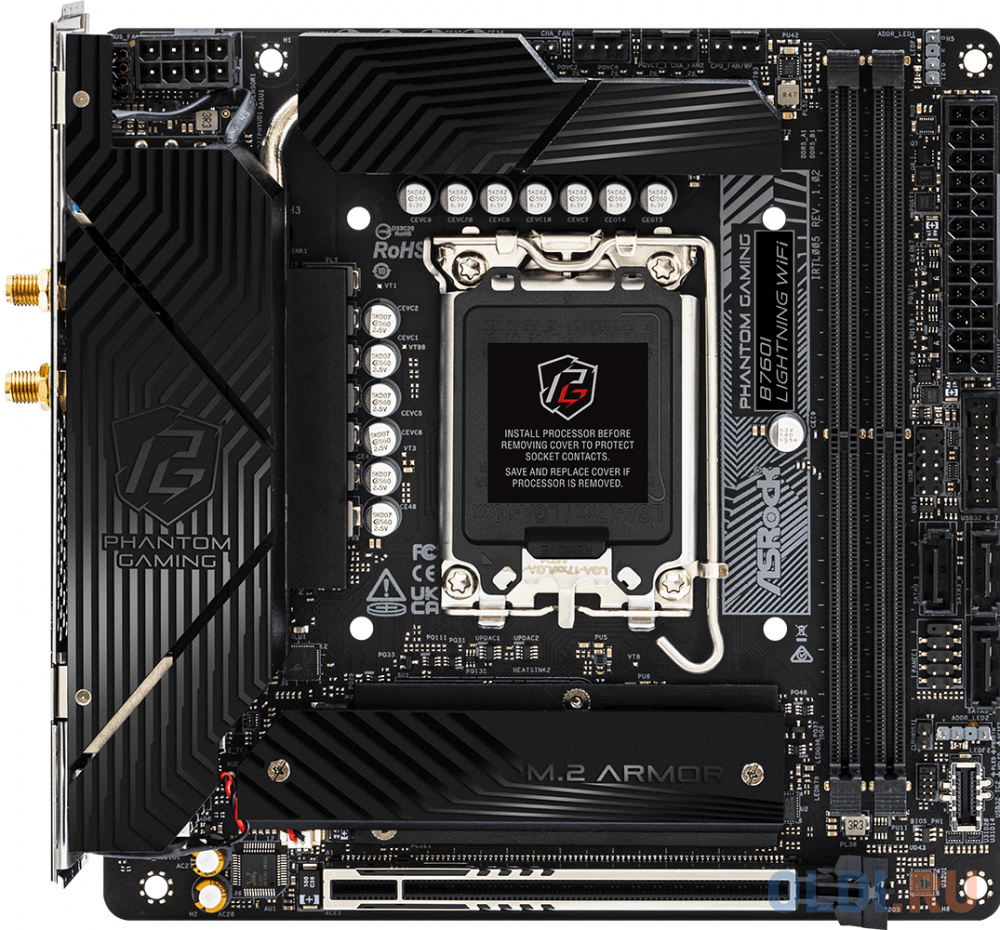 ASROCK B760I LIGHTNING WIFI, LGA1700, B760, 2*DDR5, 3*SATA, 2*M.2, 5*USB 3.2, Type-C, 1*PCIx16, 1xM.2 (Key E), HDMI+DP, mIATX