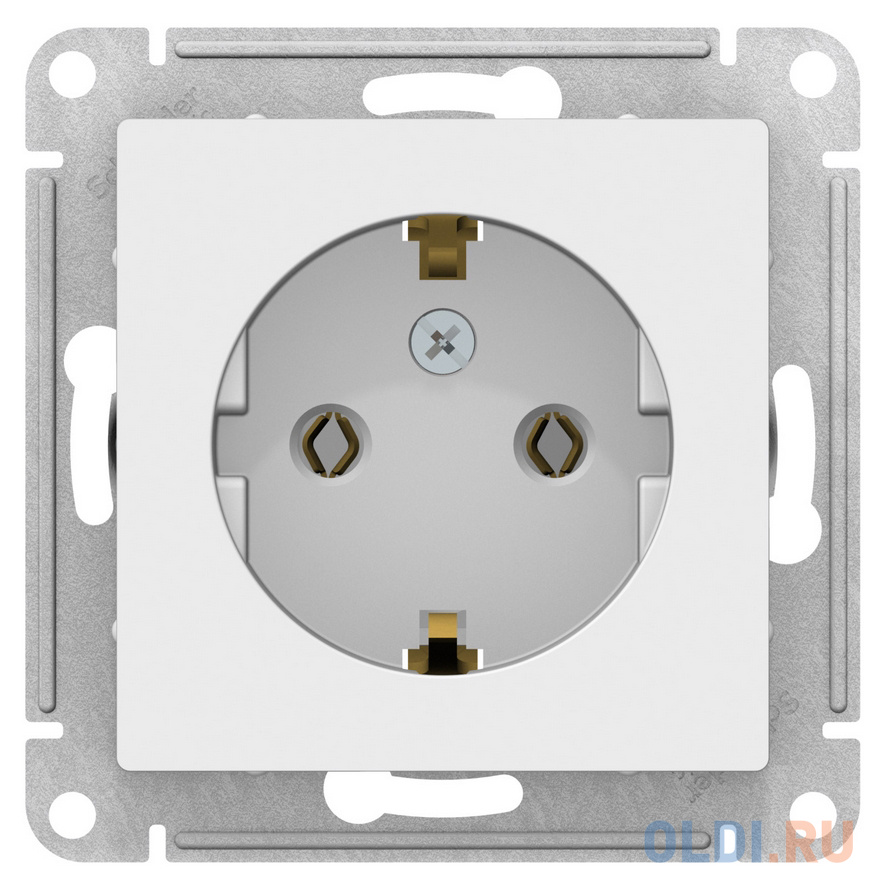 Механизм розетки SCHNEIDER ELECTRIC ATN000143  1-м сп atlas design с заземл. 16а бел.