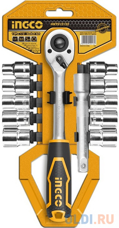 Набор головок 1/2" с трещоткой 12шт INGCO HKTS12122