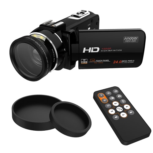  Andoer HDV-Z20 Портативный 1080P Full HD цифровая видеокамера с 37мм 0,45 × широкоугольный объектив Max 24 мегапикселей 16 × цифровой зум видеокамеры 3,0 Вращающийся LCD сенсорный экран с пультом дистанционного управления Поддержка Wi-Fi Connection Уникальные Hot конструкции обуви