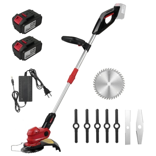 Электрический сорняк Wacker Cordless 21V Weed Eater Battery с мощным бесщеточным двигателем с регулируемой длиной и 4 типами лезвий Триммер для травы для очистки сада от сорняков