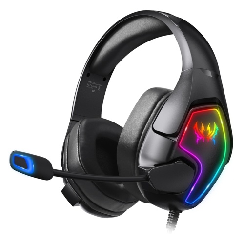   Tomtop KOTION EACH G3000 3,5 мм игровая гарнитура с наушниками-вкладышами, игровые наушники с микрофоном, RGB светодиодная подсветка, шумоподавление, наушники, регулятор громкости для PS5, PS4, ноутбуков, планшетов, мобильных телефонов, настольных ПК