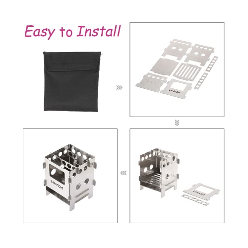 Lixada портативный из нержавеющей стали легкий складной карманный дровяная печь плита, открытый кемпинг готовить пикник, укладывая рюкзак плита
