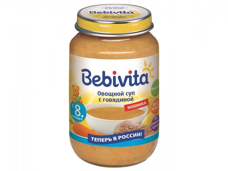 Супы, вермишель  ВотОнЯ Суп Bebivita Овощной с говядиной 190 г