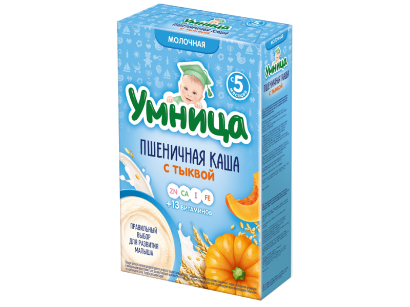 Каша Умница, молочная Пшеничная с тыквой 200 г